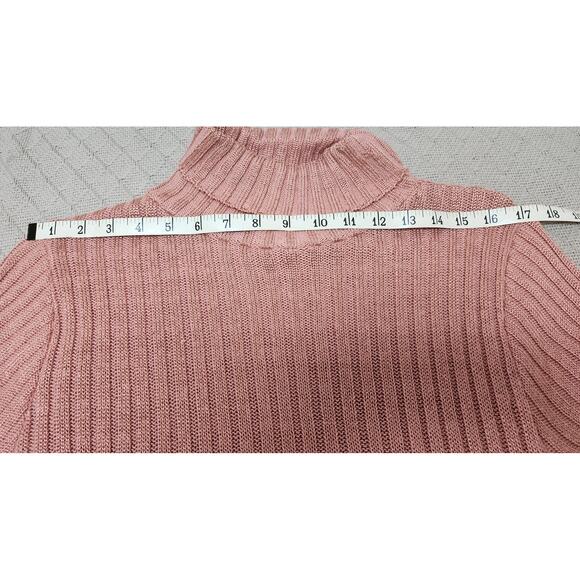 Knits and Bolts Vtg Rose Pink Rib Knit Cropped Short Sleeve Turtleneck Womens Sm - Picture 3 of 7